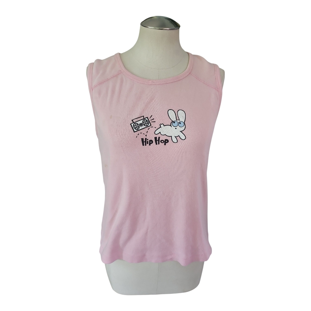 Y2K Fred is Red Pink Sleeveless Hip Hop Bunny Graphic Tank Top Sz XL